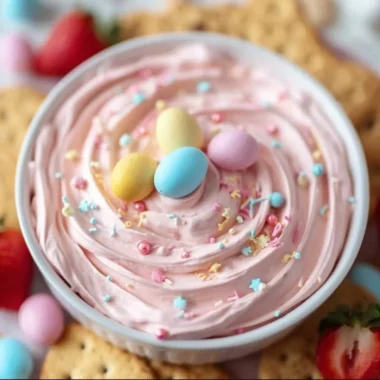 Festive creamy dip served in a bowl with festive toppings.