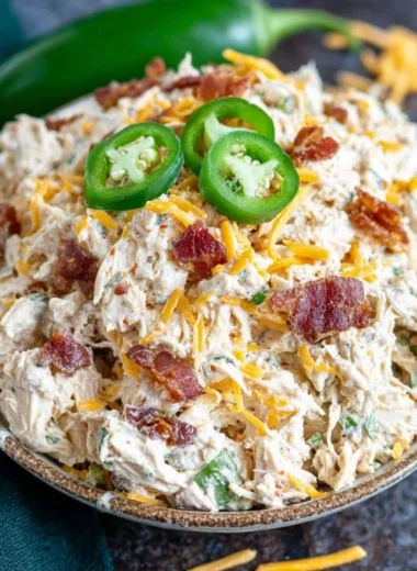 Jalapeño Popper Keto Chicken Salad bowl with fresh ingredients