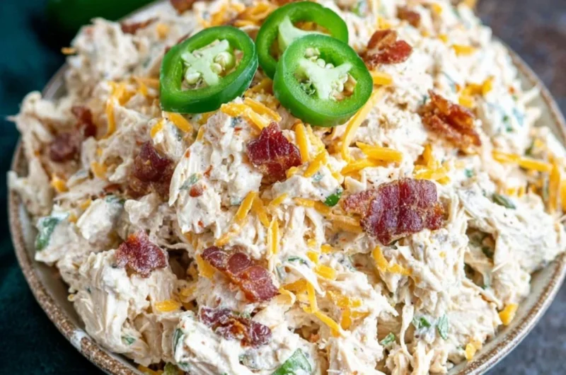 Jalapeño Popper Keto Chicken Salad bowl with fresh ingredients