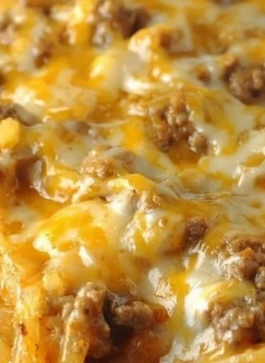 Taco Hashbrown Casserole in a crock pot, ready to serve with toppings.