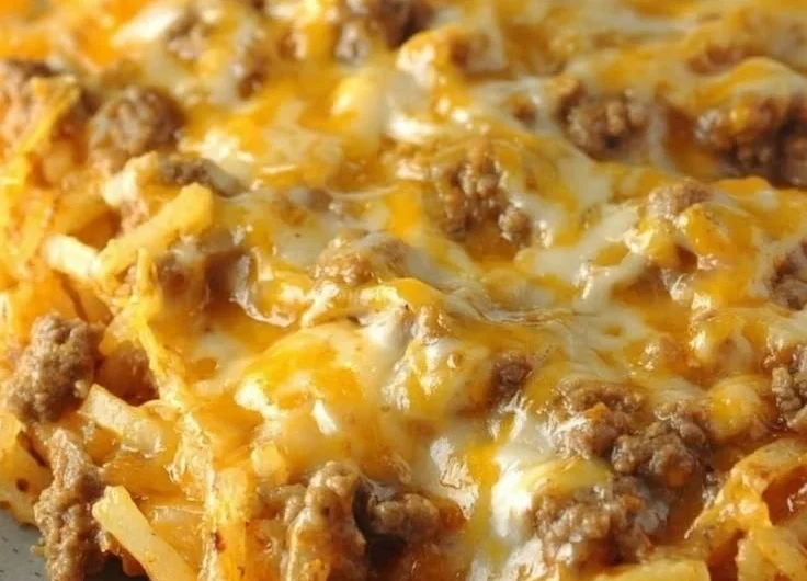 Taco Hashbrown Casserole in a crock pot, ready to serve with toppings.