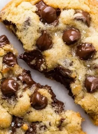 Ultra thick bakery style chocolate chip cookies fresh out of the oven
