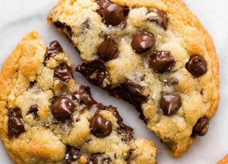Ultra thick bakery style chocolate chip cookies fresh out of the oven