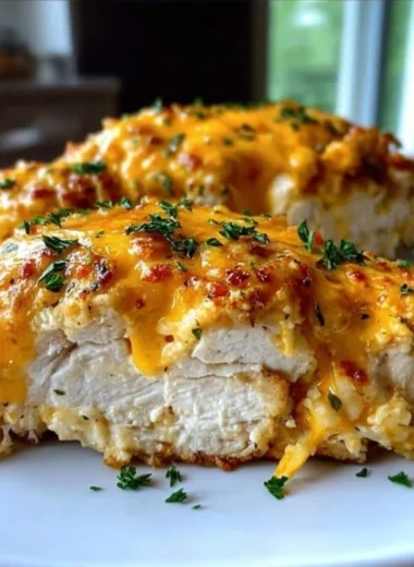 Delicious 4-Ingredient Ranch Chicken Bake served in a baking dish.
