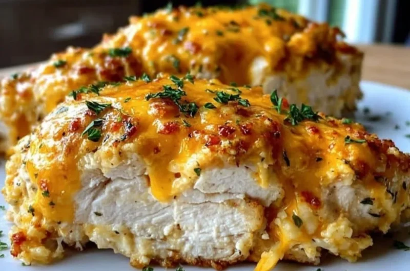 Delicious 4-Ingredient Ranch Chicken Bake served in a baking dish.