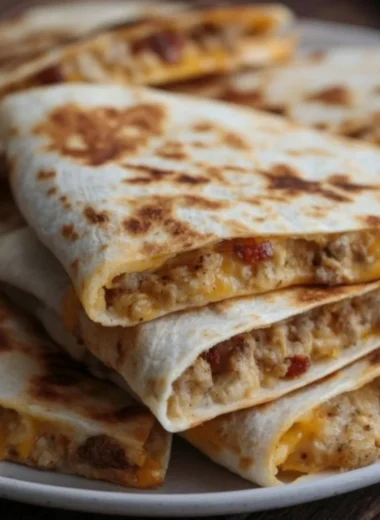 Cheesy ground chicken quesadillas served on a plate with salsa