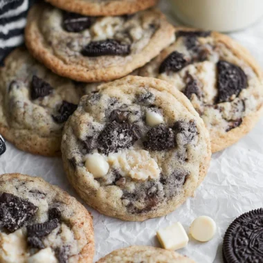 Freshly baked Cookies and Cream Cookies with chocolate chunks