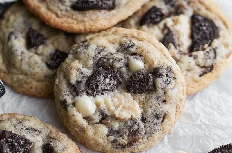 Freshly baked Cookies and Cream Cookies with chocolate chunks