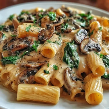Creamy Tuscan mushroom pasta skillet with herbs and cheese