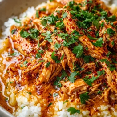 Crockpot Cajun Butter Chicken served in a bowl, garnished with herbs and spices.