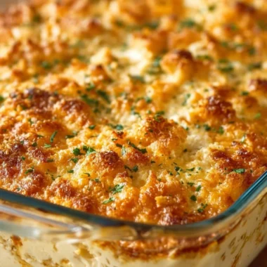 Dolly Parton’s 5-Ingredient Casserole served in a baking dish