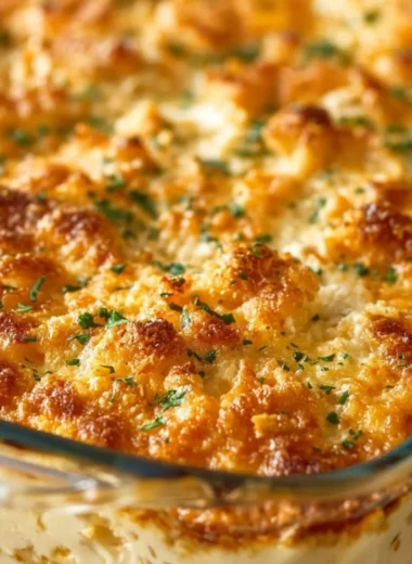 Dolly Parton’s 5-Ingredient Casserole served in a baking dish
