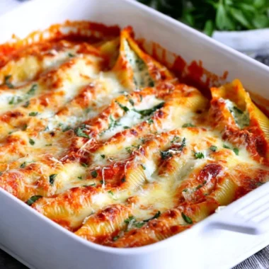 Plate of easy stuffed shells filled with cheese and herbs