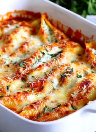 Plate of easy stuffed shells filled with cheese and herbs