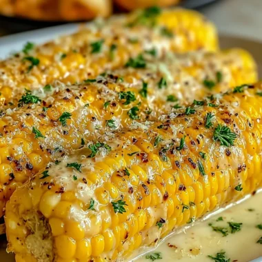 Delicious Garlic Parmesan Corn on the Cob served on a plate