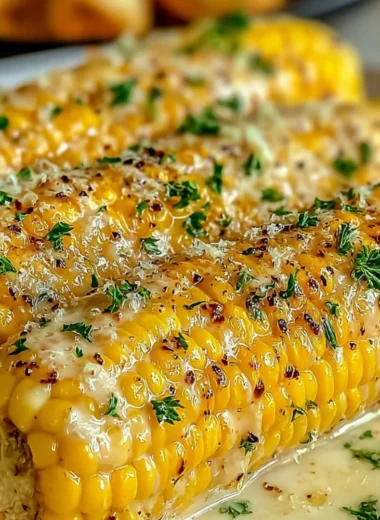Delicious Garlic Parmesan Corn on the Cob served on a plate