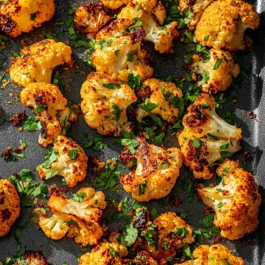 Garlic-Parmesan Roasted Cauliflower ready to serve