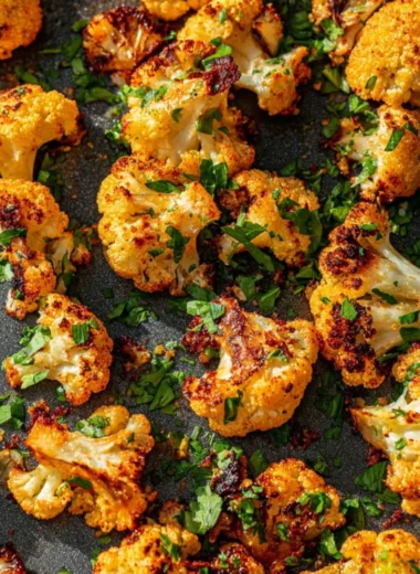 Garlic-Parmesan Roasted Cauliflower ready to serve
