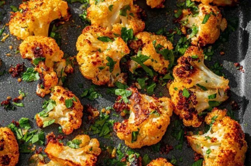 Garlic-Parmesan Roasted Cauliflower ready to serve