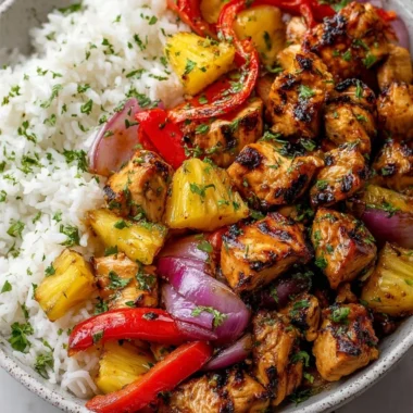 Hawaiian Chicken Sheet Pan featuring colorful ingredients ready to bake