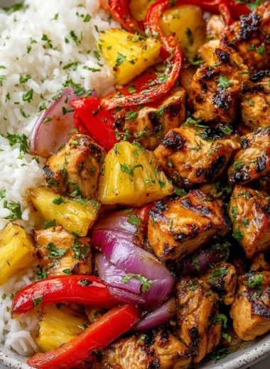 Hawaiian Chicken Sheet Pan featuring colorful ingredients ready to bake
