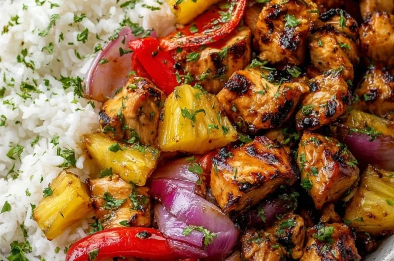 Hawaiian Chicken Sheet Pan featuring colorful ingredients ready to bake
