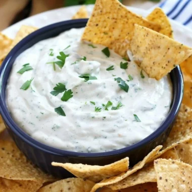 Delicious homemade ranch dip in a serving bowl with fresh vegetables