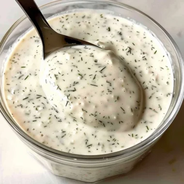 Bowl of homemade ranch dressing with herbs and spices