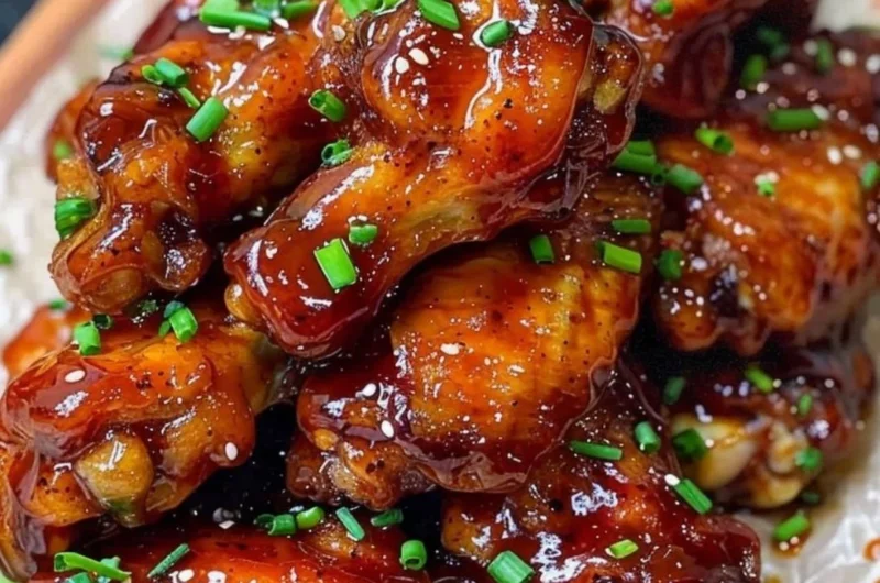 Delicious honey BBQ chicken wings on a platter, perfect for grilling.