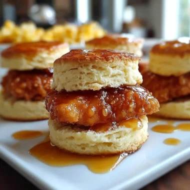 Delicious hot honey chicken biscuits served on a plate