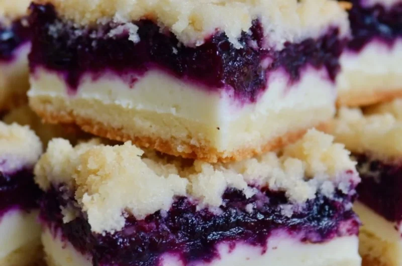 Lemon blueberry shortbread bars with fresh blueberries and a buttery crust