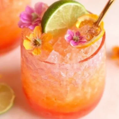 Refreshing Pineapple Mango Rum Punch in a tropical glass