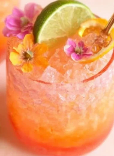 Refreshing Pineapple Mango Rum Punch in a tropical glass