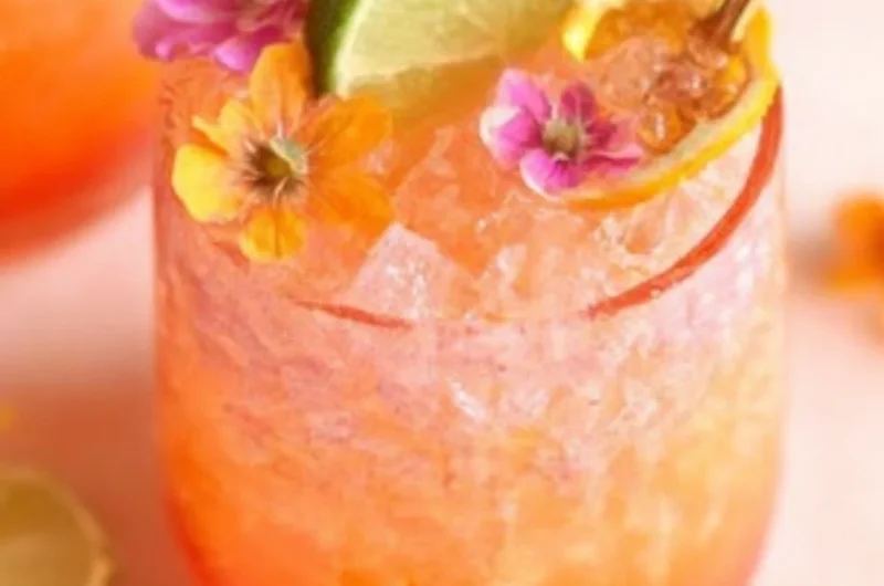 Refreshing Pineapple Mango Rum Punch in a tropical glass