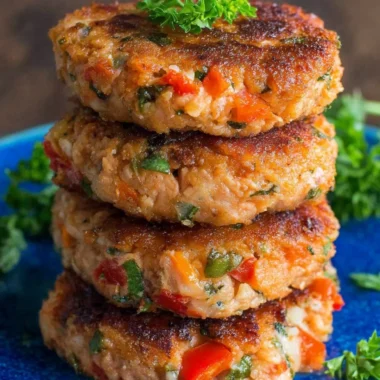 Homemade salmon patties served with a side of fresh salad.
