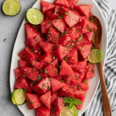 Refreshing Watermelon Mojito Salad with mint and lime for summer meals