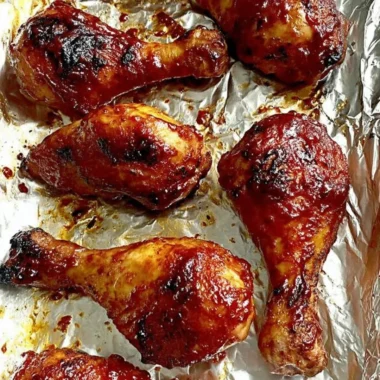 Baked BBQ chicken drumsticks served on a grill platter