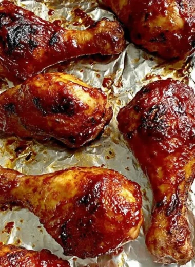 Baked BBQ chicken drumsticks served on a grill platter
