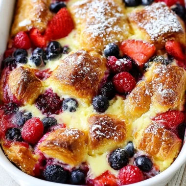 Delicious berry croissant bake made with fresh berries and flaky pastry