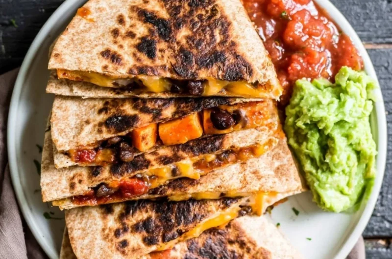 Black Bean Sweet Potato Quesadilla with vibrant colors and ingredients.