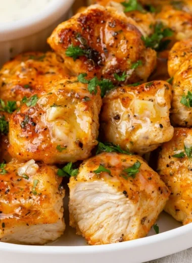 Delicious buttery chicken bites served on a plate