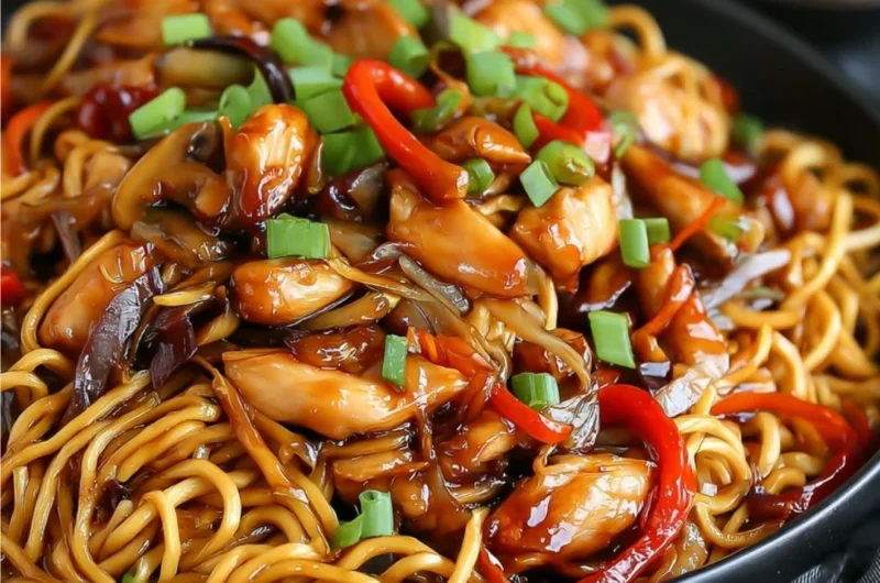 Delicious Chicken Chow Mein served with ultimate chow mein sauce.