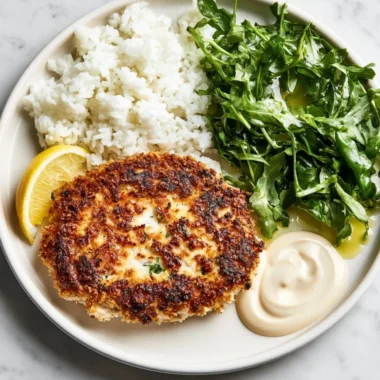 Homemade chicken patties served with dipping sauce