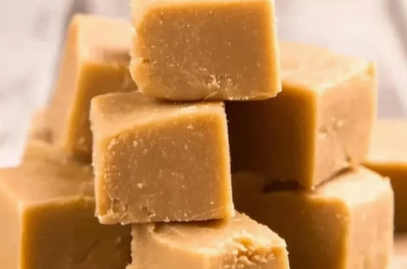 Delicious easy peanut butter fudge ready to be enjoyed.
