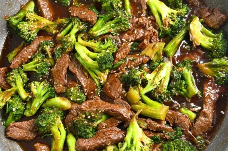 Gluten-free beef and broccoli stir-fry served on a plate
