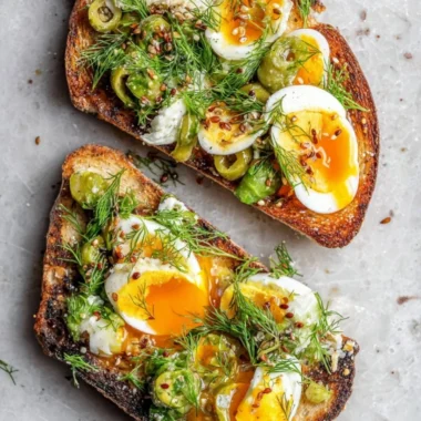 Deliciously prepared egg salad toast topped with fresh herbs and spices