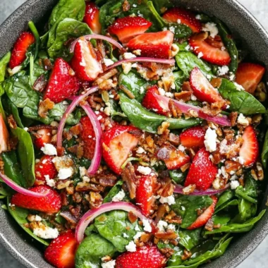 Vibrant strawberry spinach salad with fresh strawberries and leafy spinach