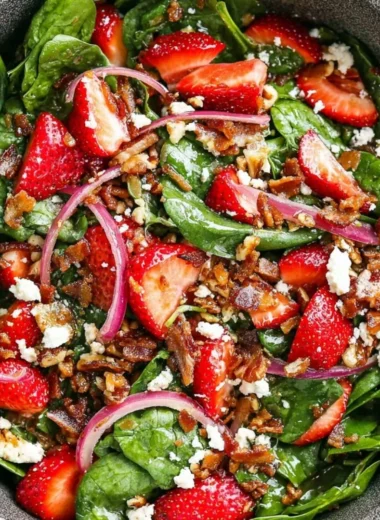 Vibrant strawberry spinach salad with fresh strawberries and leafy spinach