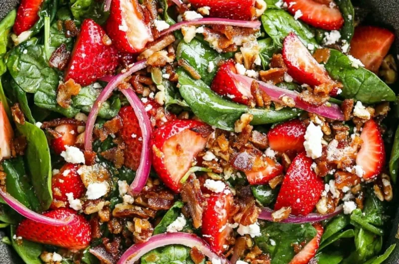 Vibrant strawberry spinach salad with fresh strawberries and leafy spinach