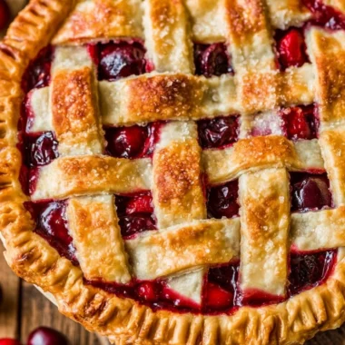 Deliciously baked ultimate cherry pie with a flaky crust and juicy filling